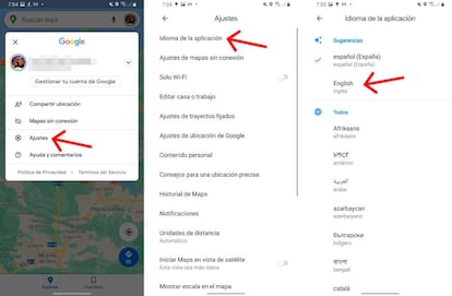 Cambia el idioma de Google Maps.