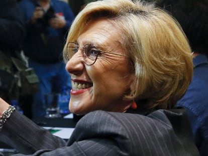 Rosa D&iacute;ez, dirigente de UPyD, durante la reuni&oacute;n del Consejo Pol&iacute;tico extraordinario celebrado este s&aacute;bado en Madrid.