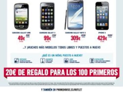 Folleto promocional de la tienda &#039;outlet&#039; de Phone House.