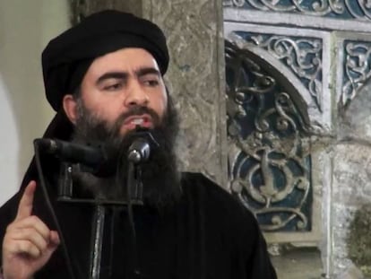 O líder do EI, Abu Bakr al-Baghdadi, em julho de 2014 no Iraque.