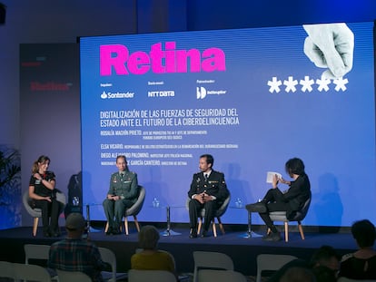 Imagen de la participación de tres agentes de las fuerzas de seguridad en el evento de Retina celebrado el martes pasado en Madrid.