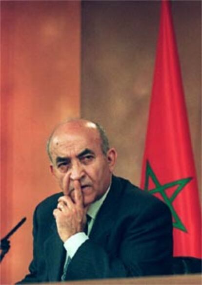 Abderramán Yusufi primer ministro de Marruecos, durante una conferencia de prensa en el Palacio de la Moncloa