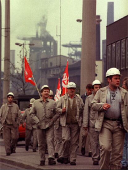 Obreros metalúrgicos de la cuenca del Ruhr, bastión del SPD.