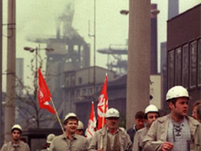 Obreros metalúrgicos de la cuenca del Ruhr, bastión del SPD.