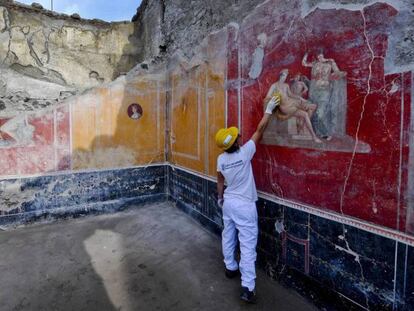 Trabajos de restauración en Pompeya.