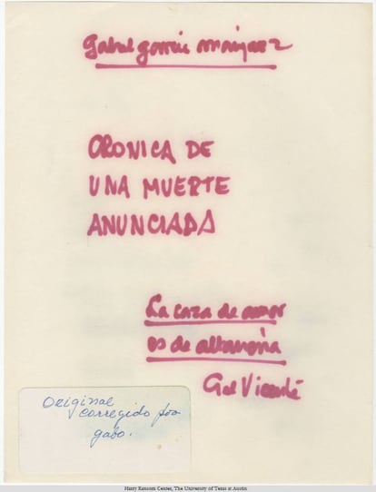 Original manuscrito e datilografado do romance ‘Crônica de uma morte anunciada’, de García Marquez.