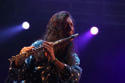 Jorge Pardo durante su actuación en el festival Etnosur, celebrado en el municipio jienense de Alcalá la Real.