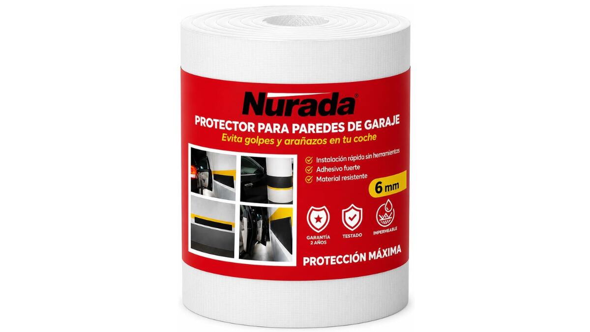 Este protector para las paredes del garaje viene en formato rollo.