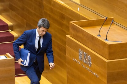 Carlos Mazón, el pasado viernes durante su comparecencia en las Cortes Valencianos.