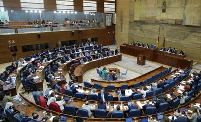 Panorámica del hemiciclo de la Asamblea de Madrid.