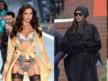 Irina Shayk en el desfile de Victoria's Secret a finales de noviembre, en el centro, la modelo el 10 de enero y, a la derecha, el 21 de diciembre.