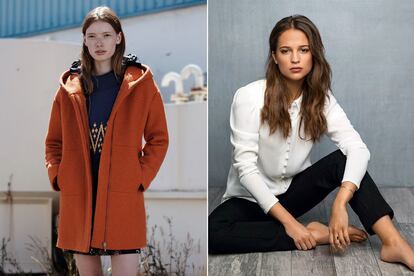 La modelo Julia Hafstrom posando para Zara y la actriz Alicia Vikander.