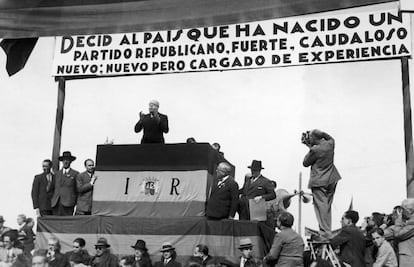 Manuel Azaña, en un acto en Madrid de su partido, la Izquierda Republicana, el 20 de octubre de 1935.