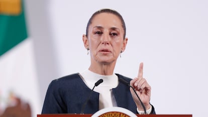 Claudia Sheinbaum durante la conferencia de prensa en Palacio Nacional, en Ciudad de México.