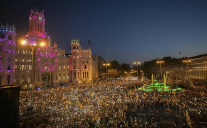 Momento de la manifestación en Cibeles.