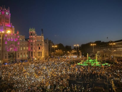 Momento de la manifestación en Cibeles.