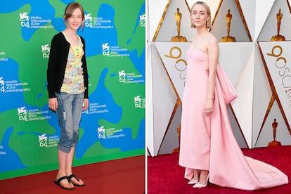 Uno de los cambios más alucinantes es el de Saoirse Ronan. Quién le iba a decir a esa pequeña que presentaba 'Expiación' en el Festival de Venecia en 2007 que iba a ser una de las actrices nominadas más elegantes de los Oscar 2018.