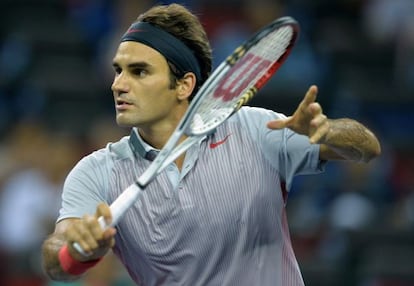 Federer, durante el torneo de Shanghái. 