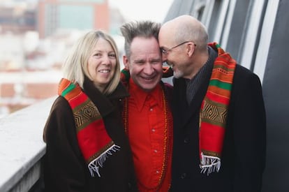 From left to right: Kira Perov, Peter Sellars and Bill Viola, at the Teatro Real de Madrid.