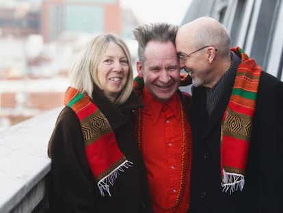 From left to right: Kira Perov, Peter Sellars and Bill Viola, at the Teatro Real de Madrid.