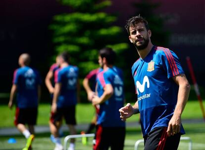 Gerard Piqué durante un entrenamiento de la Selección española en Krasnodar.