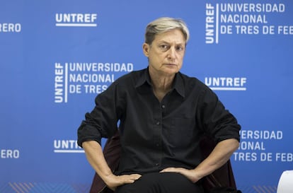 Judith Butler este martes en el campus de la Untref, a las afueras de Buenos Aires.