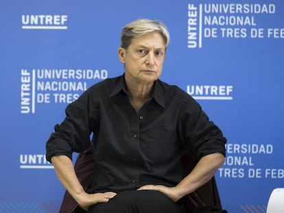 Judith Butler este martes en el campus de la Untref, a las afueras de Buenos Aires.