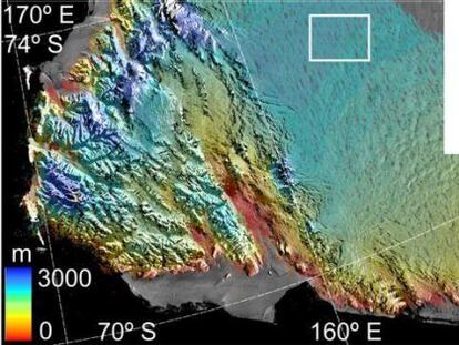 Descubierto un gran cráter bajo la superficie helada de la Antártida