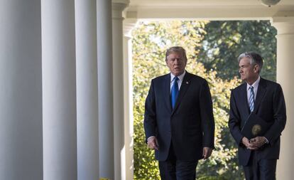 Donald Trump y Jerome Powell, presidente de la Reserva Federal de EE UU, en la Casa Blanca en 2017.  