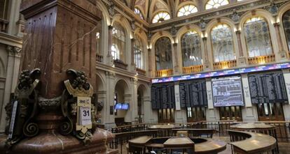 Vista general de la Bolsa de Madrid, ya sin los jubilados.