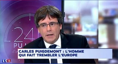 Carles Puigdemont, durant la seva entrevista a la televisió francesa.