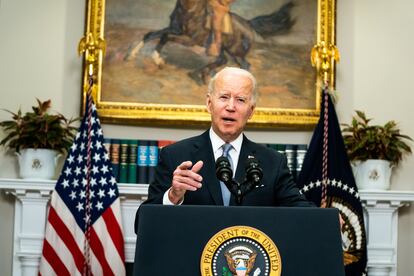 El presidente de Estados Unidos, Joe Biden, durante unas declaraciones sobre Ucrania el 21 de abril en Washington.