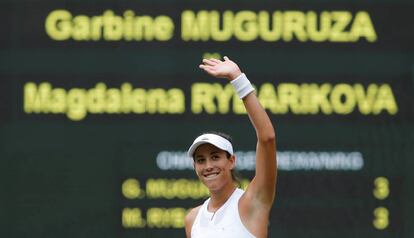 Muguruza celebra su victoria contra Rybarikova.