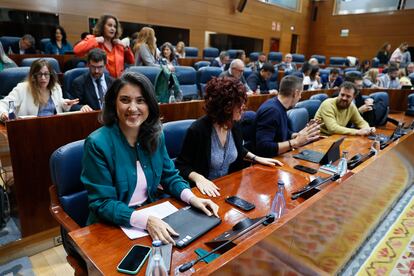 La portavoz de Más Madrid en la Asamblea de Madrid, Manuela Bergerot, en el pleno del día 10.