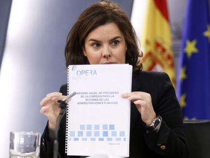 Soraya Sa&eacute;nz de Santamar&iacute;a, este viernes, tras el Consejo de Ministros.