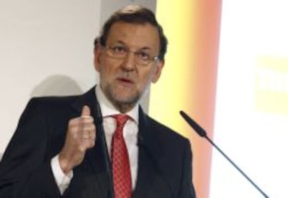 El presidente del Gobierno, Mariano Rajoy, durante su intervención esta mañana en la inauguración de la jornada "The Spain Summit"