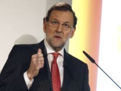 El presidente del Gobierno, Mariano Rajoy, durante su intervenci&oacute;n esta ma&ntilde;ana en la inauguraci&oacute;n de la jornada &quot;The Spain Summit&quot;