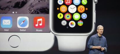 Tim Cook, consejero delegado de Apple en la presentación del Apple Watch.