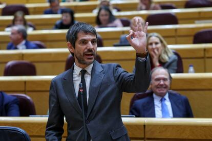 El ministro de Cultura, Ernest Urtasun, en la sesión del control al Gobierno en el pleno del Senado del pasado 6 de febrero.