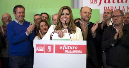 La presidenta andaluza, Susana Díaz, valora los resultados del PSOE.