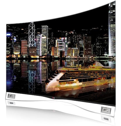 Televisor curvo de LG, usa la tecnología OLED en la pantalla.