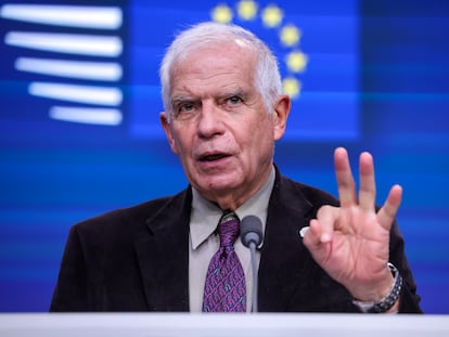 El alto representante de la UE para Política Exterior y de Seguridad, Josep Borrell, en una conferencia de prensa en Bruselas el 13 de noviembre.