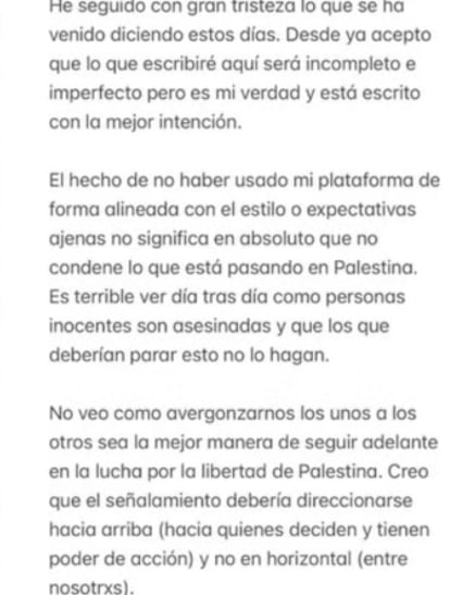 Screenshot von Rosalías Aussage auf ihrem Instagram-Konto.