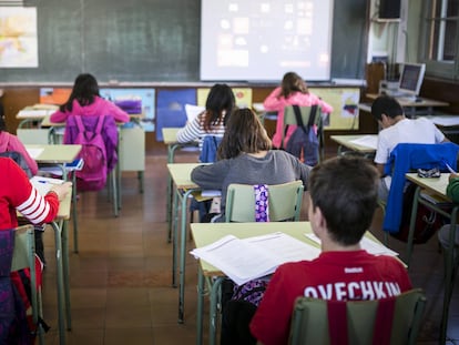 Alumnos en un colegio público de Cataluña.