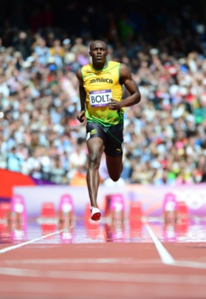 Bolt, al término de su serie de 100m.