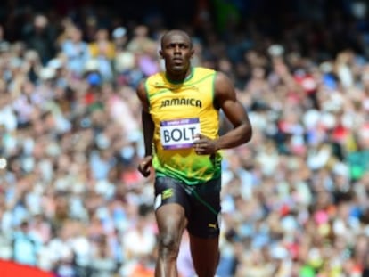 Bolt, al término de su serie de 100m.