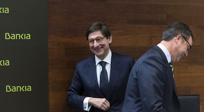 El presidente de Bankia, Jos&eacute; Ignacio Goirigolzarri, el consejero delegado, Jos&eacute; Sevilla, el 31 de marzo de 2016. 