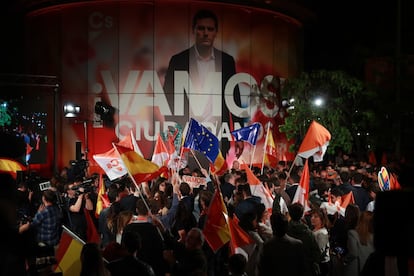 Ambiente en la sede de Ciudadanos en Madrid.