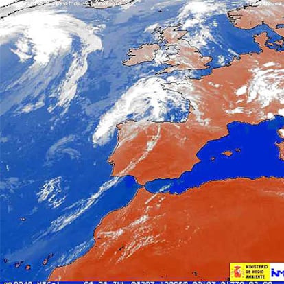 Fotografía de la Península y las islas tomada por el satélite Meteosat para el Instituto Nacional de Meteorología.