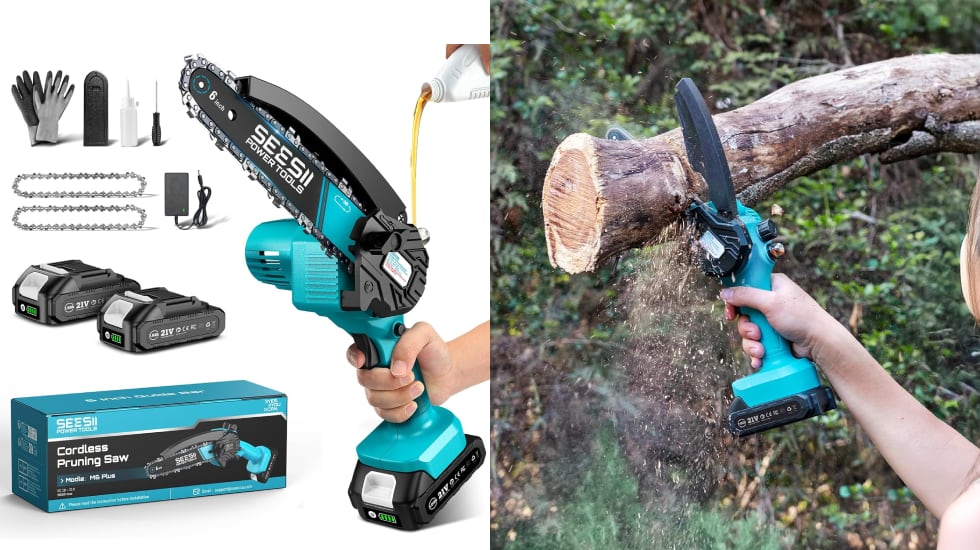 Esta motosierra de tamaño mini es ideal para cortar ramas de mediano grosor.